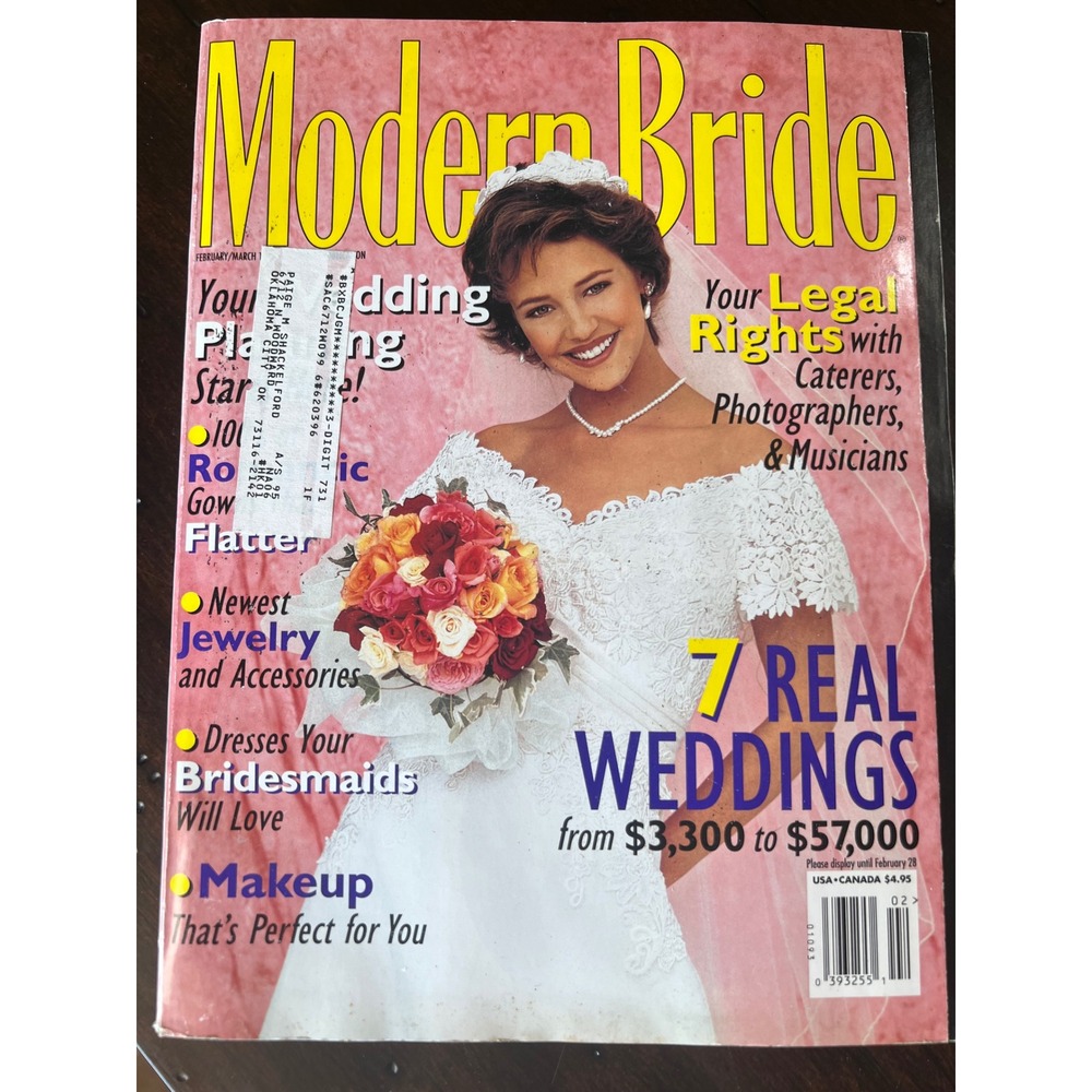 Vintage 90s MODERN BRIDE Magazine Feb/Mar 1995 Wedding Dresses Fashion Trends